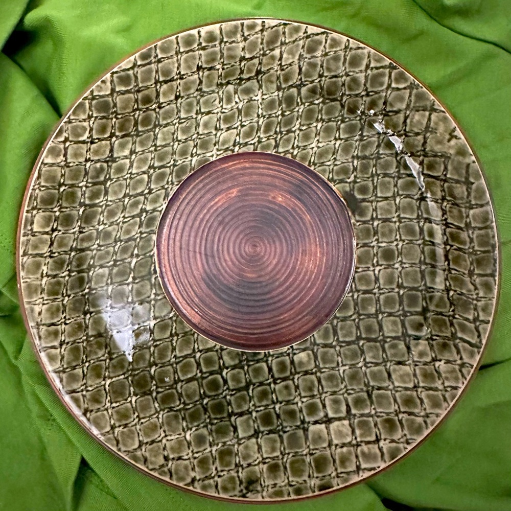 NEW Ellen Evans Pottery Signed Terrafirma Clay Diamond Plate Dish Vintage 1997